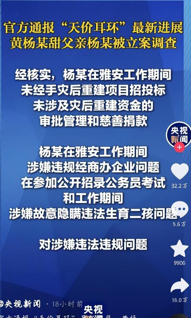 下场黄杨钿甜父亲被正式立案调查冰球突破天价耳环风波不断亲自(图2)